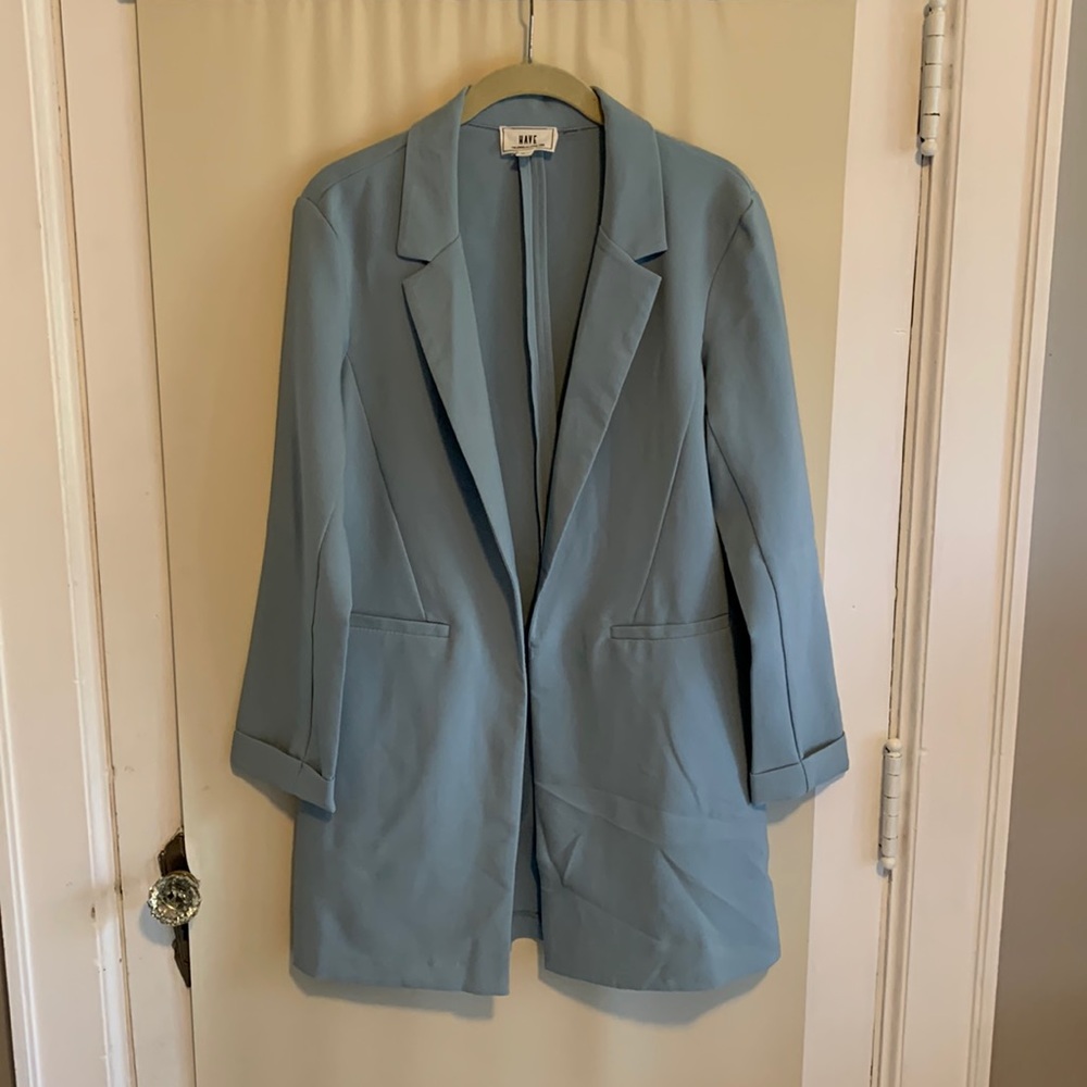 Long Light Blue Blazer Jacket